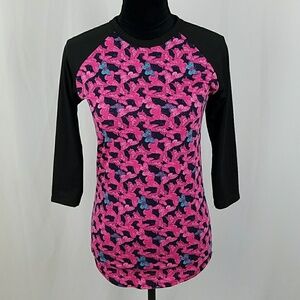 Lularoe‎ women XXS Randy shirt butterflies 3/4 sleeve dark fairy whimsigoth